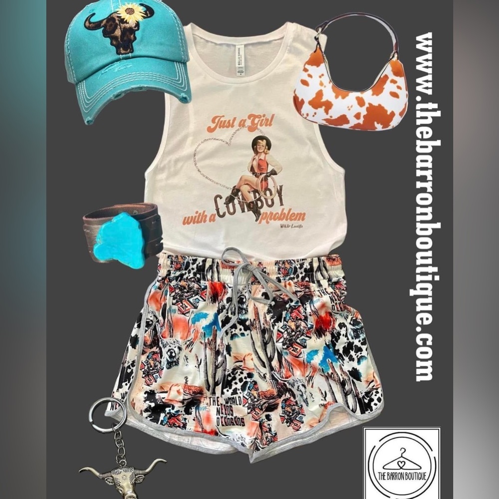 Howdy Partner Drawstring Shorts - Picture 3 of 10